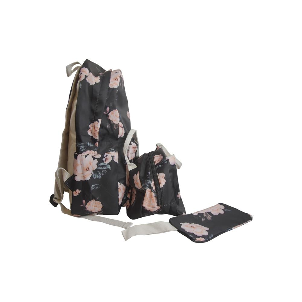 Black Floral Backpack Lunch Bag Pencil Case 3 Pc Set 14” Laptop School NWOT - Picture 5 of 16